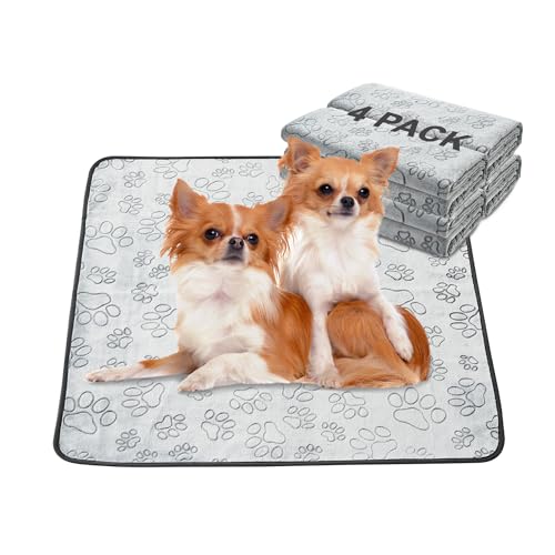 Image of Qeils Reusable Puppy Pads, 4 Pack Washable Pee Pads for Dogs, Non Slip Wee Wee pad, Absorbent and Leakproof Training Mats for Potty, Crate, Playpen, Bed, Sofa, 30 inchx 34 inch