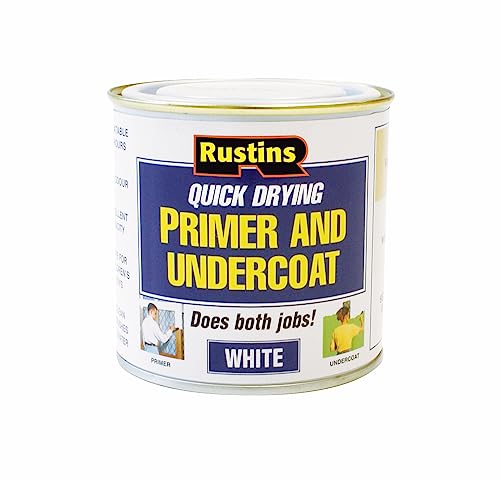 RUSTINS White Primer/Undercoat 250ml -Fast-Drying Paint Base for Smooth Coverage; Easy-to-Use Interior & Exterior Prep Coat for Walls, Woodwork & DIY Home Decorating