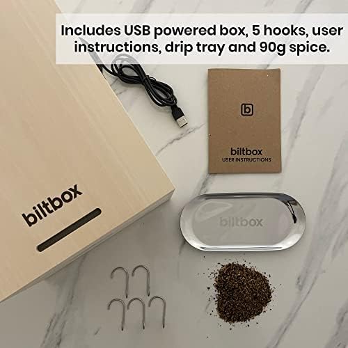 biltbox Home Biltong Maker Box | Traditional South African Healthy High Protein Snack | Jerky Making Dehydrator | No Assembly | Air Dryer Fan No Light | Free Seasoning | Takes 1kg Beef
