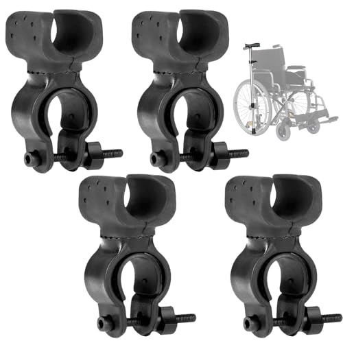 Support de Canne de Marche, 2 Pièces Support de Canne pour Fauteuil Roulant, Porte Canne pour Déambulateur, Support de Béquille Polyvalent, pour Béquilles, Déambulateur, Fauteuil Roulant, Vélo