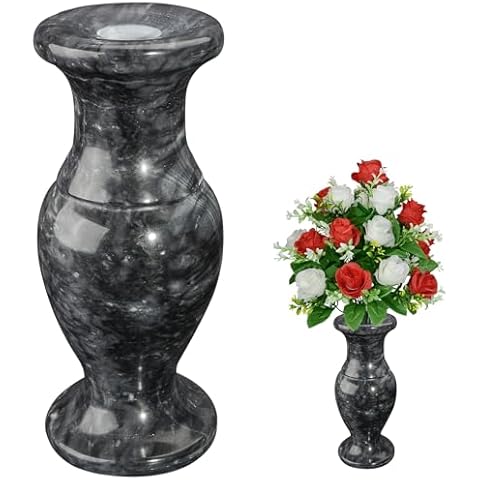 Natural Marble Cemetery Vase with Draining Holes Cover