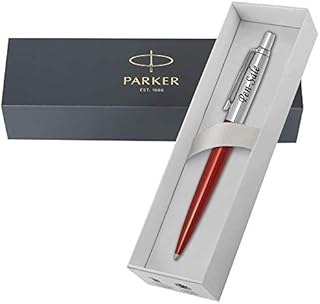 Personalised Gifts - Engraved Parker Jotter Red Gel Ballpoint Pen Comes With Black Ink in a Gift Box, Perfect Gifts For Anniversary or Any Gift Idea - Enter Your Custom Text