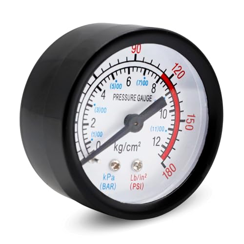 Manómetro Del Compresor De La Presión De La Bomba De Aire Del Gas, Manómetro De Aire, Medidor De Presión De Aire, Mide La Presión Del Aire 0-180 PSI (0-12 Bar), Diámetro De Rosca: 13 Mm