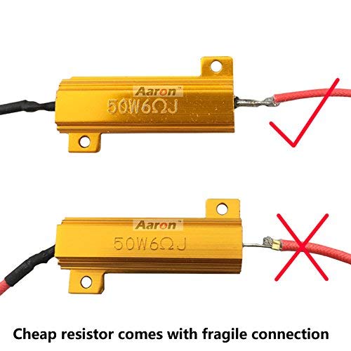 4Pcs Aaron 50W 6Ohm Load Resistors - Fix Led Bulb Fast Hyper Flash Turn Signal Blink Error Code (Resistors Get Very Hot During Working) #TOP2