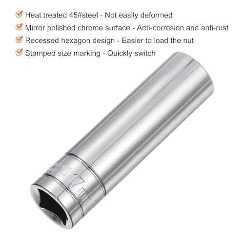 sourcing map 6-Point Socket 1/2" Drive 17mm Metric 3.1" Length 45# Steel Deep Sockets Full Polishing Chrome Sockets for Car Repair Mechanical Maintenance Home Use 4 sourcing map 6-Point Socket 1/2" Drive 17mm Metric 3.1" Length 45# Steel Deep Sockets Full Polishing Chrome Sockets for Car Repair Mechanical Maintenance Home Use - Image 4