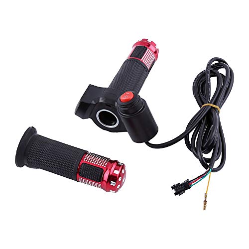 Yosoo 3 Gears Speed Switch Bike Grips Cover with Led Display Sn Accelerator Handle for Electric ycle (Red&Black) 48V Scooter Electric Throttle Ebike Throttle