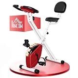 HOMCOM Bicicleta Estática Plegable con Respaldo 8 Niveles 110 kg Rojo