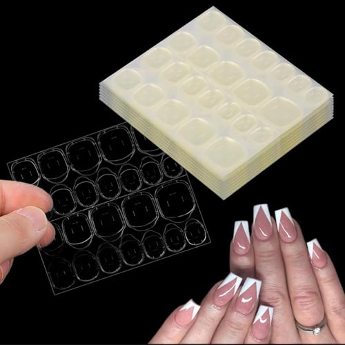 XYTAHDM 240 Piezas 10 hojas Adhesivo Transparente Doble Cara para Uñas, Uñas Postizas Autoadhesivas Adhesivo Transparentes, pasta agresiva, Para Uñas Postizas