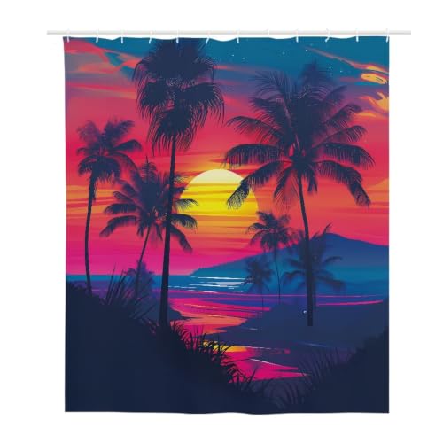 Rideau douche 180x220 polyester arbres noirs roses pour baignoire - 2