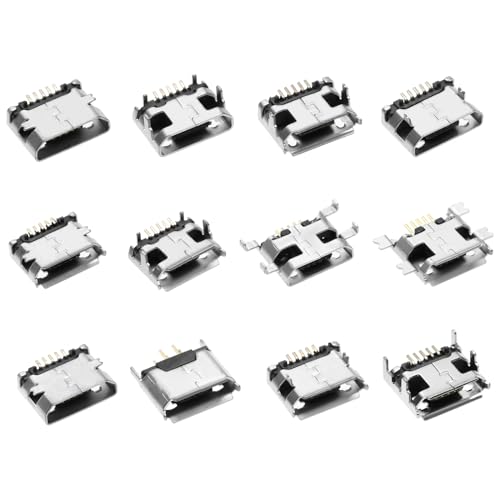 Be In Your Mind 60pcs Connecteur Micro USB Type B Femelle 5 Broches 180 Degrés Connecteur de Prise Femelle Adaptateur de Remplacement de Port Jack