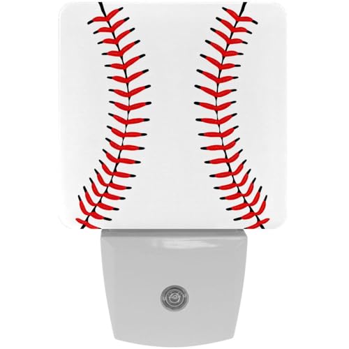 Image of NEWzone Baseball Night Light [2 Pack], Plug in Wall Led Night Lights Decor for Boys Girls Room, Dusk to Dawn Sensor Wall Lamp for Stairway /Bedroom /Kitchen /Nursery Room
