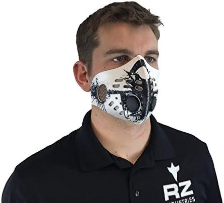 RZ Dust/Pollution Mask Bonus Pack w/5 Laboratory Tested Filters, Model M1, Black Splat, Size XL