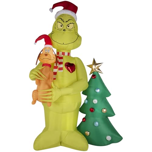 Gemmy AIRBLOWN® Inflatable – THE Original Blow UP Holiday Decor 16 FT Grinch Christmas Inflatables Outdoor Decoration, Grinch and Max Tree Scene Blow Up with LEDs Indoor/Outdoor Christmas Decor