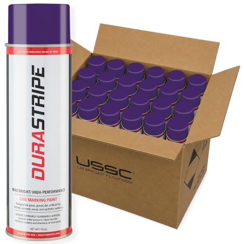 Image of Athletic Field Marking Paint - 2 Cases of 12 T-Tip Spray Cans (24 Total), 18 oz Each - Bright, Durable Field Striping Paint (Purple)
