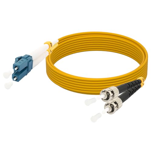 Hamadap ST to LC 10Gbps OS1 Fiber Optic Cable, Single Mode Duplex Fiber Patch Cable, 9/125um/2.0mm, Yellow, LSZH, 3m/10ft