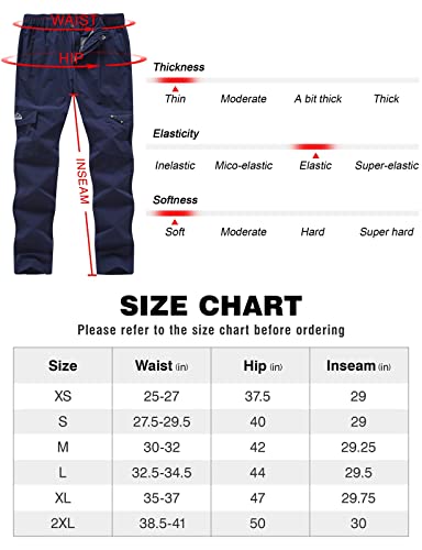 Rdruko Women's Hiking Pants Water Resistant 5 Zipper Pockets Lightweight Uv Protection Work Cargo Pants Navy Large #TOP6