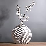 White Vases for Decor 7", Centerpieces for Tables, Round Decorative Vase for Pampas Grass, Tulip, Ro