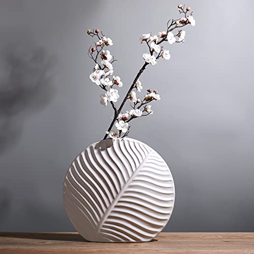 White Vases For Decor 7", Centerpieces For Tables, Round Decorative Vase For Pampas Grass, Tulip, Roses, Housewarming Gifts (Small Size) #TOP16