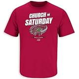 Church On Saturdays T-Shirt for Alabama College Fans (SM-5XL) (Cardinal Short Sleeve, Large)