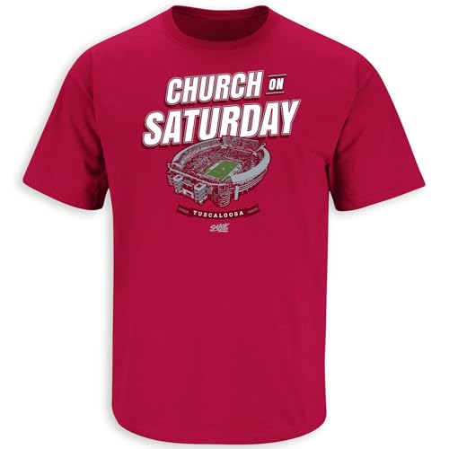 Church On Saturdays T-Shirt for Alabama College Fans (SM-5XL) (Cardinal Short Sleeve, X-Large)
