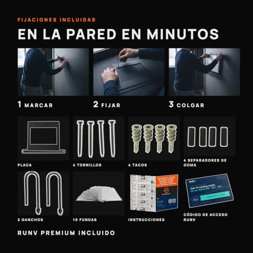 Miniatura 5 de Vorlich Expositor De Dorsales Y Medallas Porta Medallas Con App Run Y Plan De Entrenamiento Capacidad Para 50 Medallas Y 100 Dorsales Para Corredores