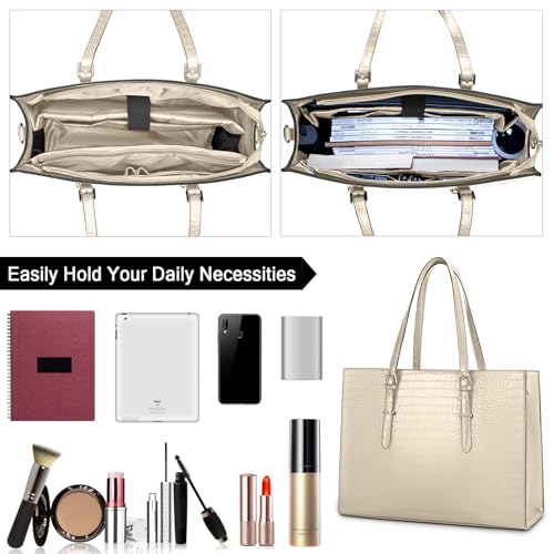Laptop Bag for Women 15.6 Inch Laptop Tote Bag Leather Classy Computer Briefcase - Image 3