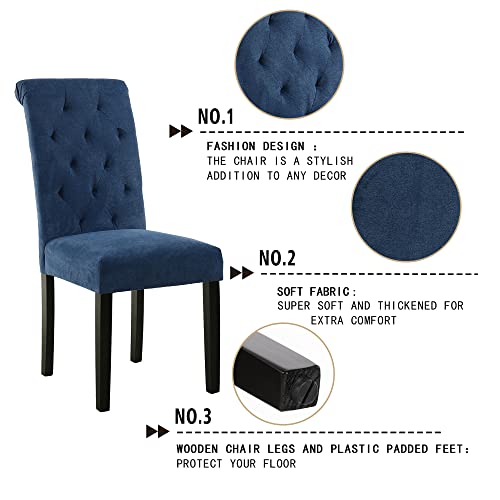 Lssbought Stylish Dining Room Chairs With Solid Wood Legs, Set Of 2 (Blue) #TOP5