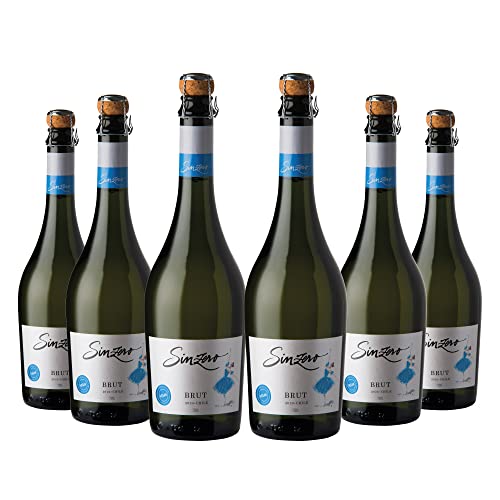 SINZERO - Sparkling Brut - 750 ml (25.4 Fl Oz) 6 Pack - Non-Alcoholic Sparkling Wine champagne alternative - Crisp and refreshing, vegan, low calories - Made with 100% Chardonnay grapes