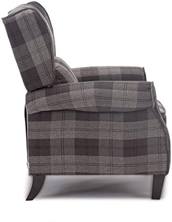 More4Homes EATON WING BACK FIRESIDE CHECK FABRIC RECLINER ARMCHAIR SOFA CHAIR RECLINING CINEMA (Grey)
