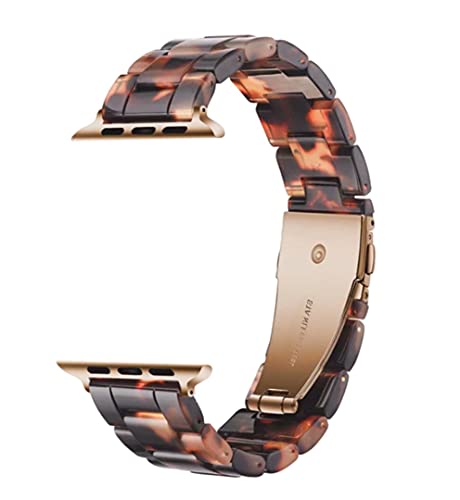 MaKTech Żywiczna,Lekka Opaska ze Stalowym Zapięciem,Kompatybilna z Apple Watch Seria 11/10/9/8/7,SE 3/2/1 [2025] (42mm/41mm/40mm,Ton Żółwia)