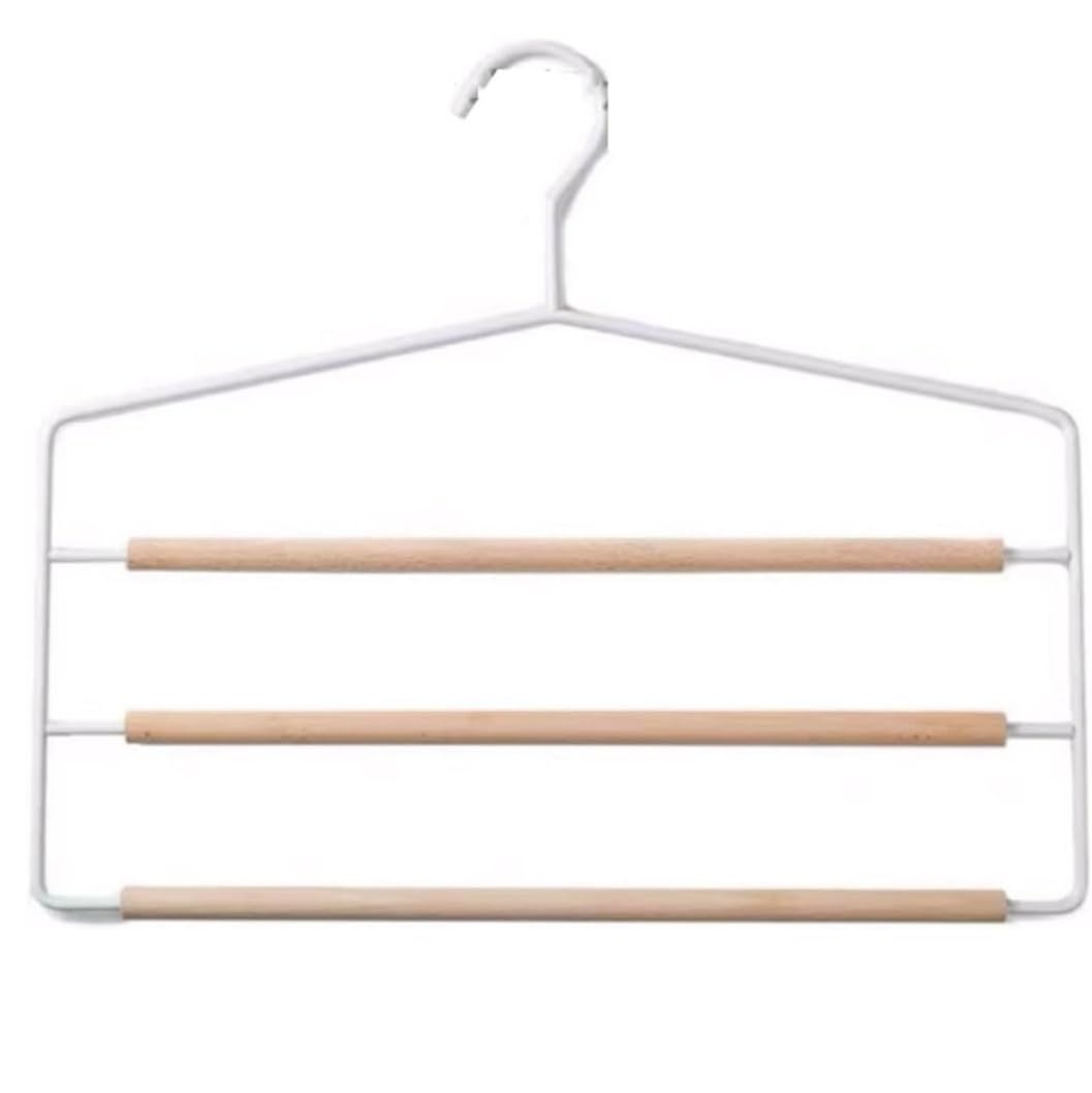 Metalowy wieszak powłokowy PCV, 3-warstwowe wieszaki na spodnie Organizer do szafy Czarny Biały Opakowanie 5 sztuk 37x32cm(White)