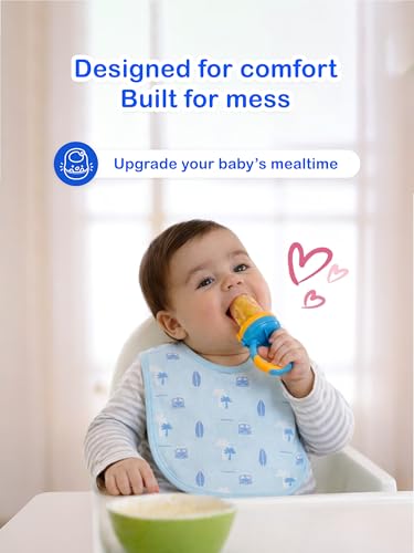 Image of Kidbea Organic Cotton Baby Bib, Adjustable Snap Closure Soft Absorbent Feeding Bibs Apron for Newborns & Infants Child With Cute Prints | Reusable Baby Essential