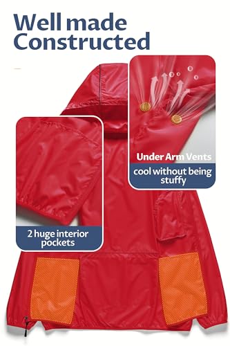 CREATMO US Men's Packable Waterproof Running Rain Coats Reflective Cycling Jacket Windbreaker With Removable Hood3