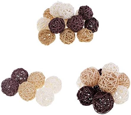 Set of 30pcs 3cm Rattan Wicker Balls Colors for Home Wedding Party Rustic Decorations, Vase Fillers, Bird Toys