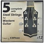 Clifton 5 pack Chaîne de guitare acoustique chaîne de guitare Western Chaîne de Guitare en acier Chaîne de la lumière tension pour les joueurs débutants (chaînes de guitare acoustique)