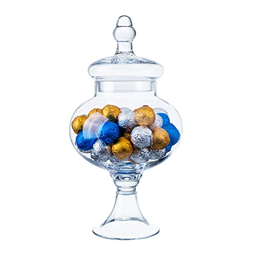Diamond Star Clear Glass Apothecary Jars, Candy Buffet Display, Elegant Storage Jar, Decorative Wedding Candy Organizer Canisters (Height: 12" Body: 6.5")