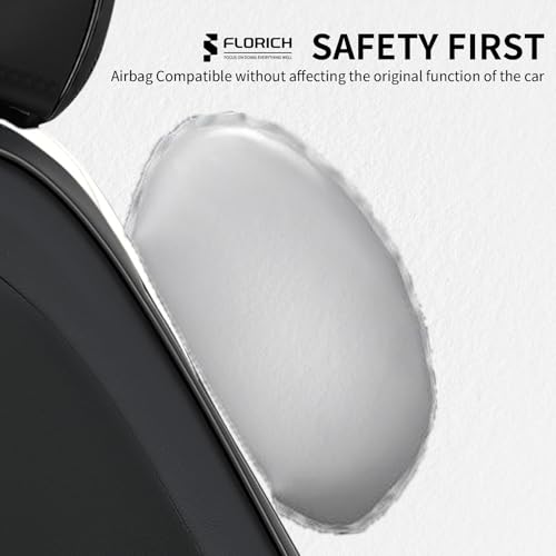 Image of FLORICH Waterproof Front Car Seat Cover Faux Leather Automotive Seat Cover Front Car Seat Cushion Car Seat Protector Accessories Universal Fit for Most Cars SUV Trucks, Black&White