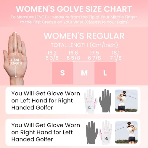 Luvas de golfe Amy Sport femininas mão esquerda direita todas as condições climáticas Valor de chuva