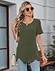 Syphiby Womens Casual Short Sleeve T-Shirts Crew Neck Summer Tops Fashion Dressy Tunic Blouses Ladies Knit Solid Loose Casual T Shirts Tee Blouses Army Green #3