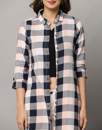 Image of Checks Collared Neck Slim Fit Shrug