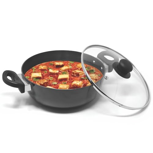 Image of Signoraware Opulent Non Stick Kadhai 28cm | Non-Stick Coating Allows Oil Saving | Heat-Resistant Grip | Gas & Induction Compatible | Perfect for Deep Frying, Sauteing & Stir-Frying (5 LTR | Steel)