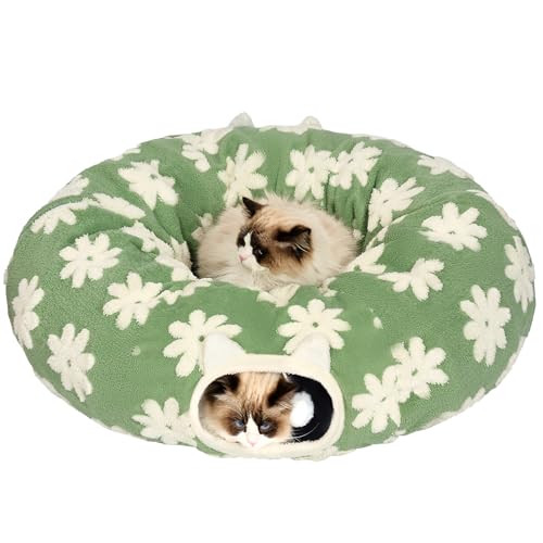 Pesen Cat Tunnel Bed with Soft Cushion, Cat Toys for Indoor Cats Enhance Bonding Between Pets and Owners, Encourage Exploration, and Satisfy Natural Instincts for Kittens, Dogs, and Rabbits