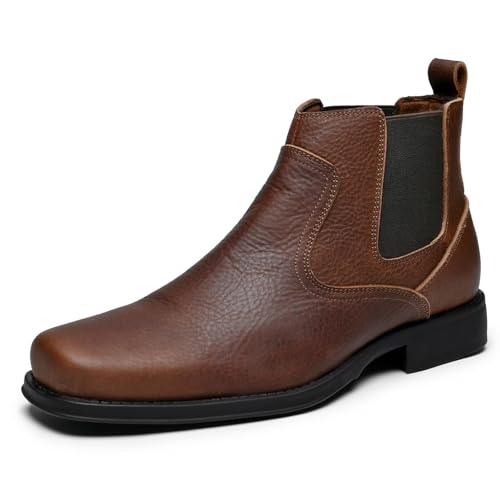 Men's Western Chelsea Cowboy Boots Square Toe, All-Weather Slip On Casual Boots for Ultimate Comfort & Durability