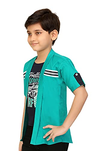Image of Boys Printed Shrug with Attached T-Shirt