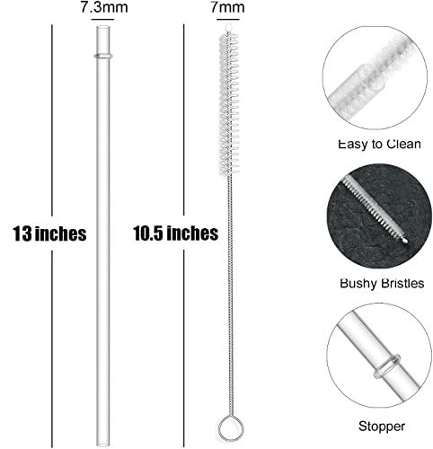 Alink 12-Pack Reusable Plastic Clear Straws, 13 Inch Extra Long Tumbler Straws For 1 Gallon, 64 Oz 40 Oz 32 Oz Water Bottles, Plus Cleaning Brush #TOP1