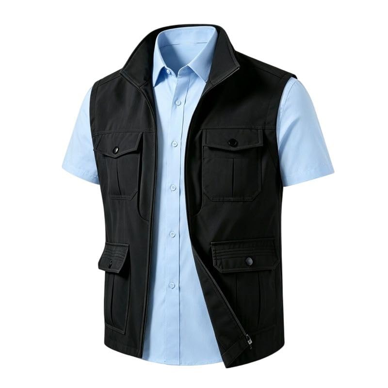 Gilet d'extérieur homme Big & Tall fermeture éclair col montant noir