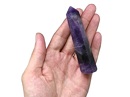 Image of Amazing Gemstone Amethyst Crystal Towers ~ Natural Healing Crystal Point Obelisk for Reiki Healing and Crystal Grid (3 inch to 4 inch INCH)