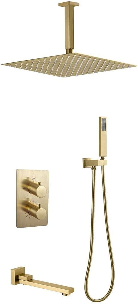 Systèmes de douche carrés au plafond et robinets de baignoire mitigeur
