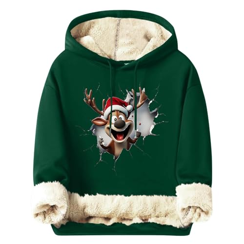 Sudaderas de Navidad para hombre, con estampado de Papá Noel, sudaderas con capucha de manga larga con forro polar, divertidas y festivas, con estampado de muñeco de nieve, regalos de Navidad para