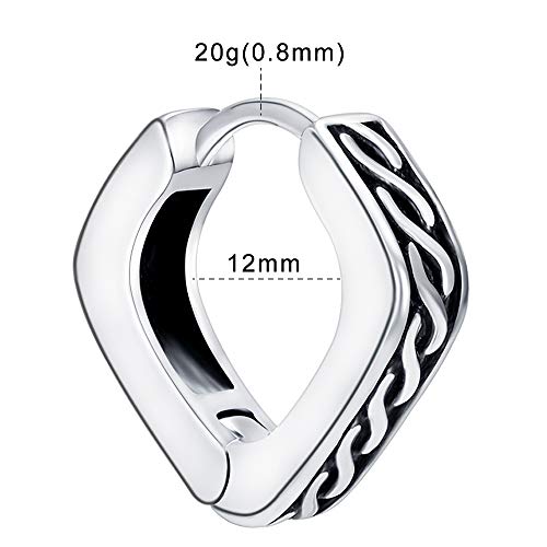Punktracker Square Vintage Gothic Hoop Earring Small Stainless Steel Punk Rock Huggie Earrings For Men #TOP1